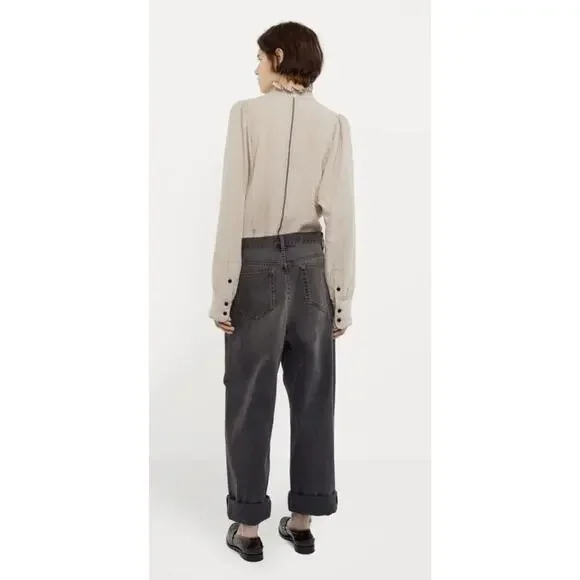 Etoile Isabel Marant Melphine Wool Blend High Neck Ruffle Blouse 38 6 - Picture 2 of 12